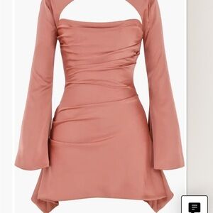 House of CB Toira long sleeve satin corset minidress size Small. Rose